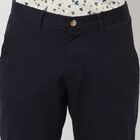 Solid Cross Pocket Slim Fit Trousers, Navy Blue, small image number null