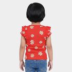 Girls Red Cotton Round Neck Regular T-Shirt, Red, small