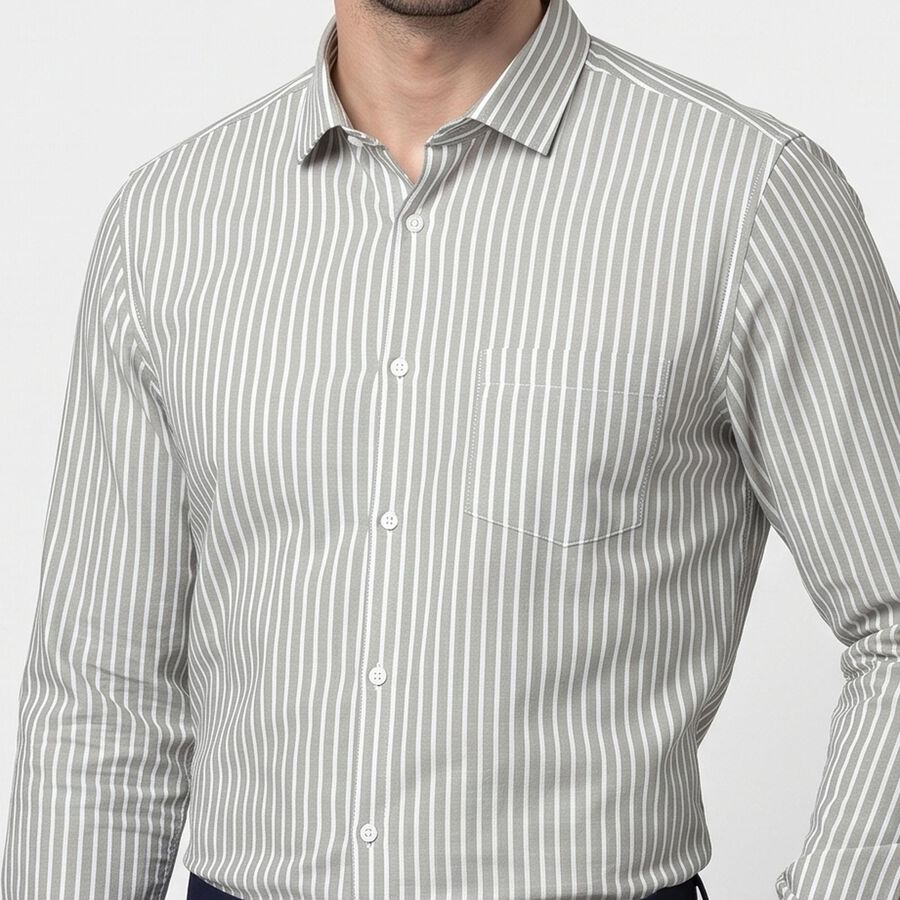 Men's Sage Green Slim Fit Formal Shirt, हल्का हरा, large