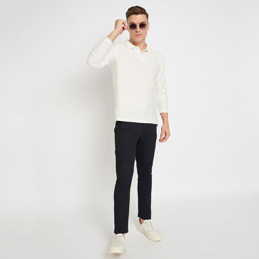 Men's Slim Fit Casual Trousers, Black, large image number null