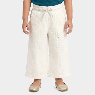 Girls White Palazzo Eyelet Pyjama
