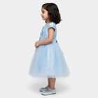 Girls' Light Blue Floral Embroidered A-Line Party Frock, Light Blue, small