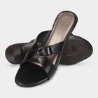 Women's Jet Black Buckle Strap Heeled Sandals, काला, small image number null