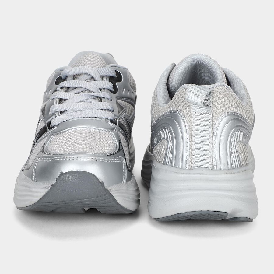 Men's Grey Lace-Up Sneakers, ग्रे, large