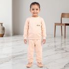 Girls Peach Round Neck Lounge Hipster Set, Peach, small