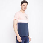 Cut & Sew Round Neck T-Shirt, Peach, small image number null