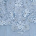 Girls' Light Blue Floral Embroidered A-Line Party Frock, Light Blue, small