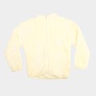 Girls' Cream High Neck Zip-Up Sweatshirt, ऑफ व्हाइट, small