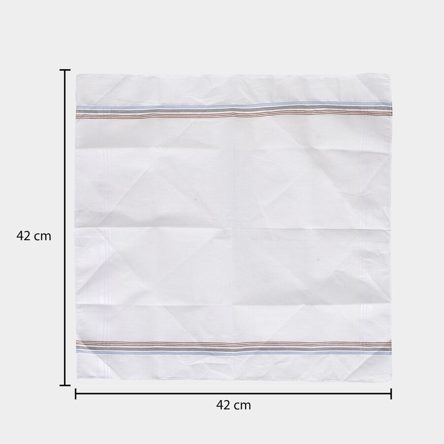Men's White Striped Pack of 3 Handkerchief, सफ़ेद, large
