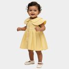 Infants' Light Yellow Cotton Peter Pan Collar Flared Frock, पीला, small