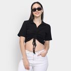 Ladies' 100% Cotton Crop  Top, काला, small