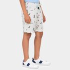 Boys White Regular Fit Printed Bermuda Shorts, सफ़ेद, small