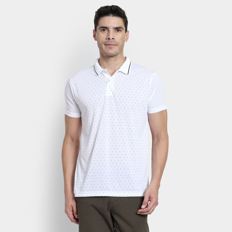 Men's Collared Half Sleeves T-Shirt, White, large image number null