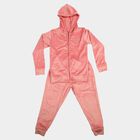Girls Pink Hooded Neck Lounge Set Hipster Set, हल्का गुलाबी, small