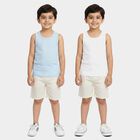 Boys Light Blue Cotton Round Neck Sweater Vest, हल्का नीला, small