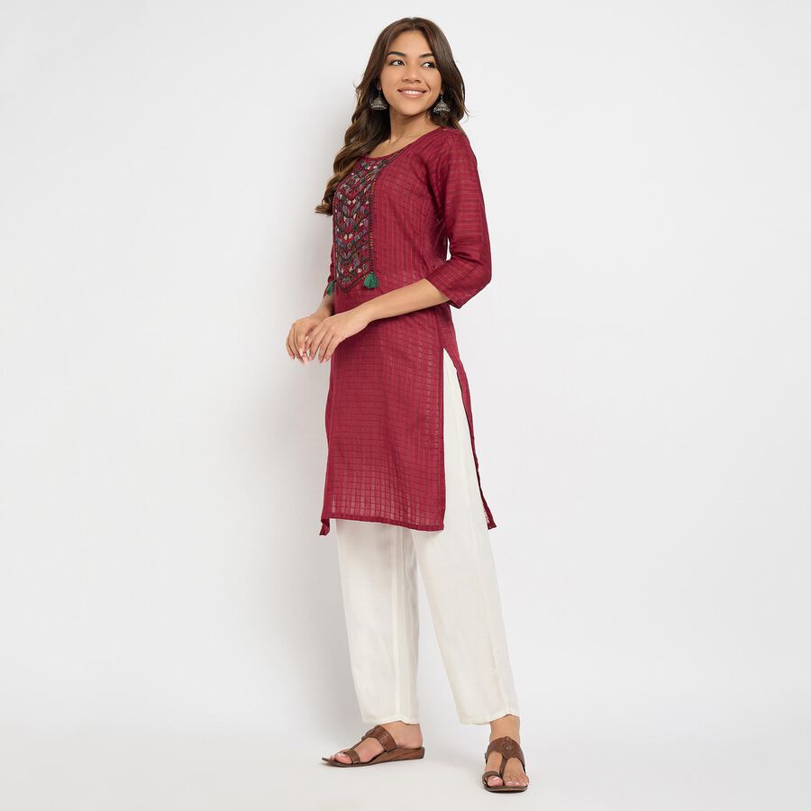 Ladies' 100% Cotton Kurta, मरून, large image number null