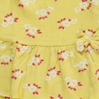 Infants' Bright Yellow Regular Fit Floral Printed Tiered Frock, Yellow, small