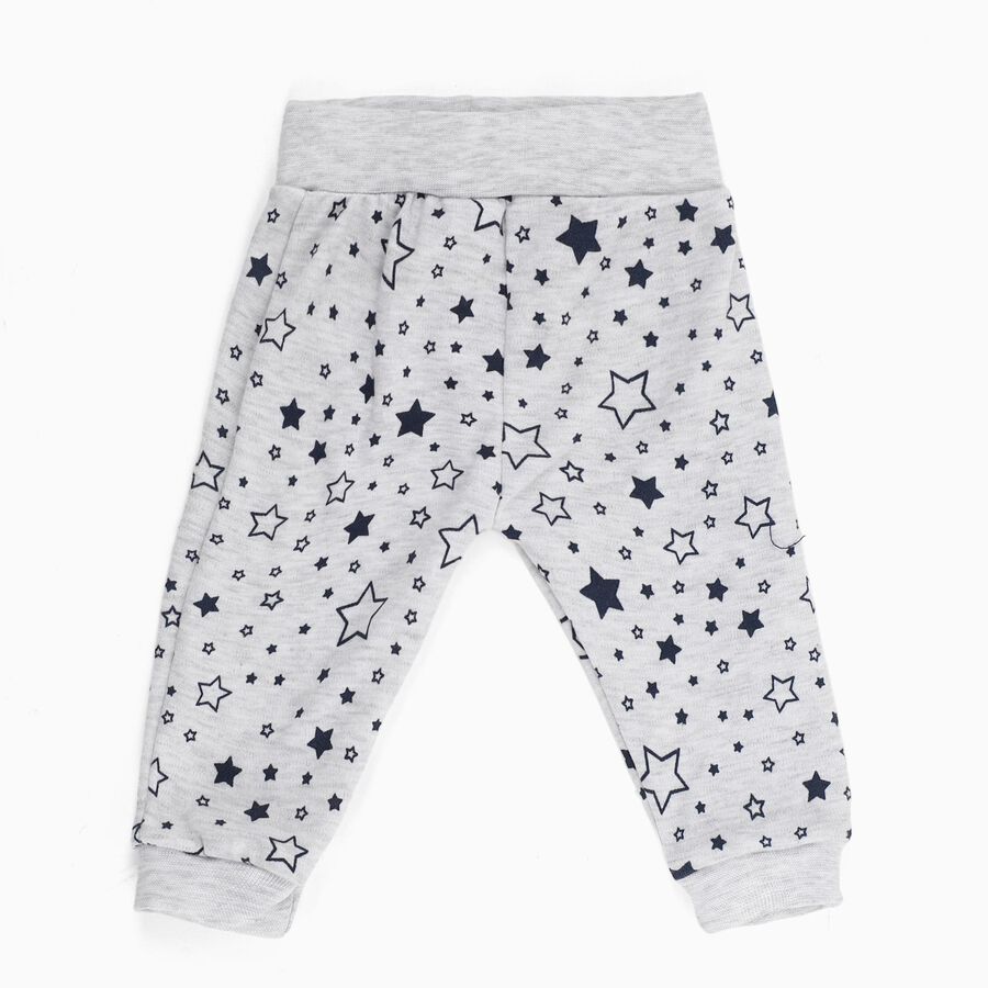 Boys' Light Grey Star Printed Cotton Blend Pyjama, मिश्रित हल्का ग्रे, large image number null