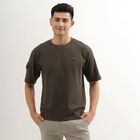 Men's Dark Olive Green Round Neck T-Shirt, Dark Green, small image number null