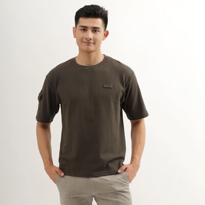 Men's Dark Olive Green Round Neck T-Shirt