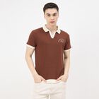 Men's Brown Polo Neck Classic T-Shirt, Brown, small