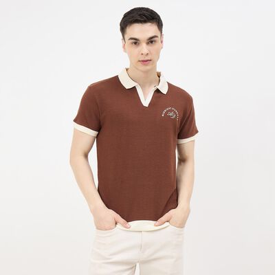Men's Brown Polo Neck Classic T-Shirt