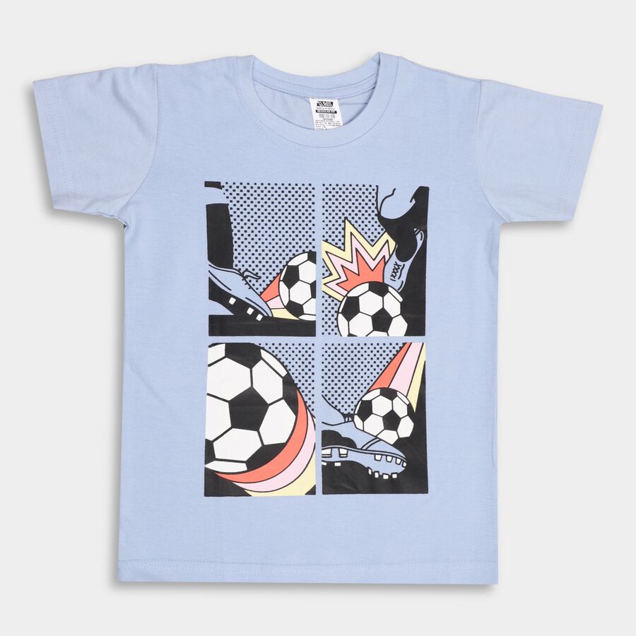 Boy's Cotton Half Sleeves T-Shirt, Light Blue, large image number null
