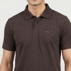 Men Grey Collared Casual T-Shirt, गहरा ग्रे, small