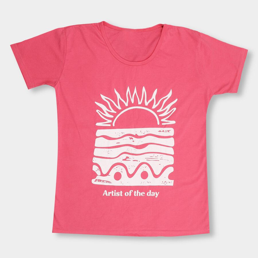 Girls' T-Shirt, गुलाबी, large