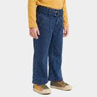 Girls' Navy Blue Straight Fit Belted Jeans, Dark Blue, small