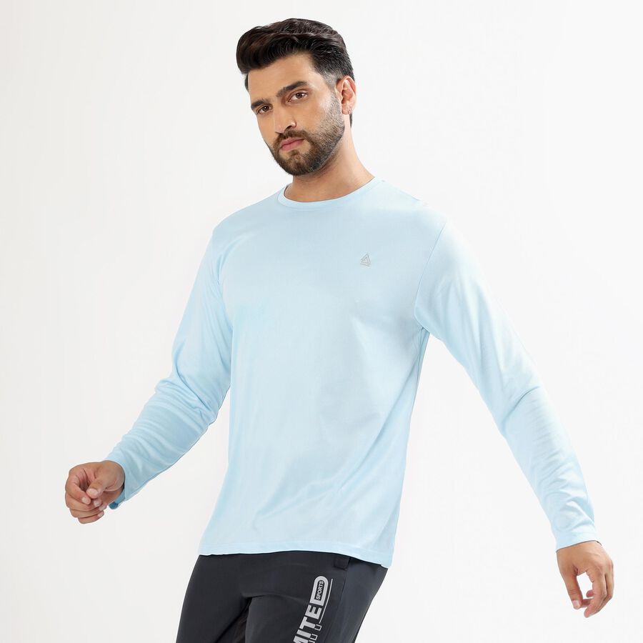Men's Light Powder Blue Round Neck Casual T-Shirt, Light Blue, large image number null