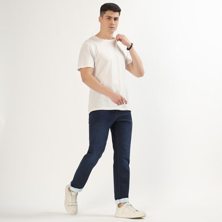 Men's Dark Indigo Blue Straight Fit Classic Jeans, गहरा नीला, large image number null