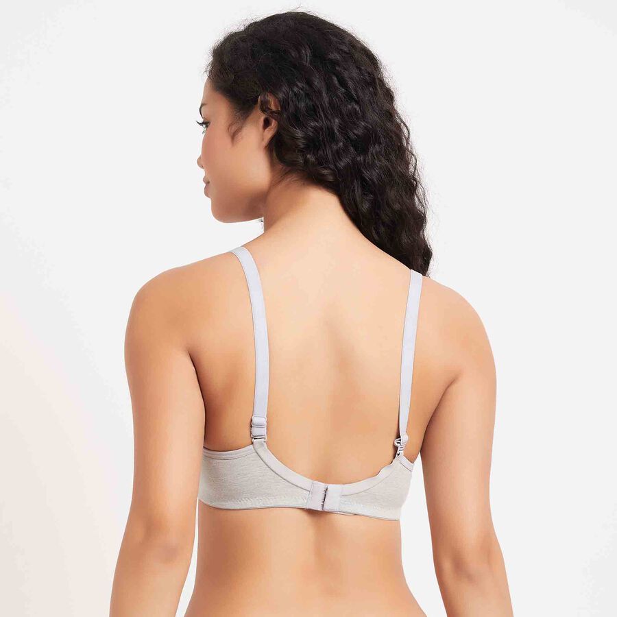 Solid Padded Bra, Melange Light Grey, large image number null