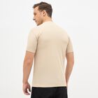 Men's Light Beige Crew Neck Slim Fit T-Shirt, गहरा पीला, small image number null