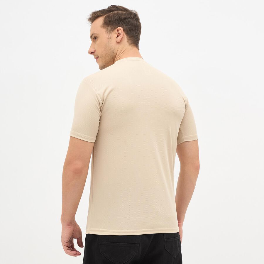 Men's Light Beige Crew Neck Slim Fit T-Shirt, गहरा पीला, large image number null