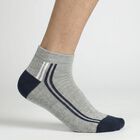 Men's Grey Regular Fit Striped Pack of 3 Socks, मिश्रित हल्का ग्रे, small