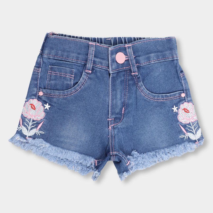 Girls' Shorts , Mid Blue, large image number null