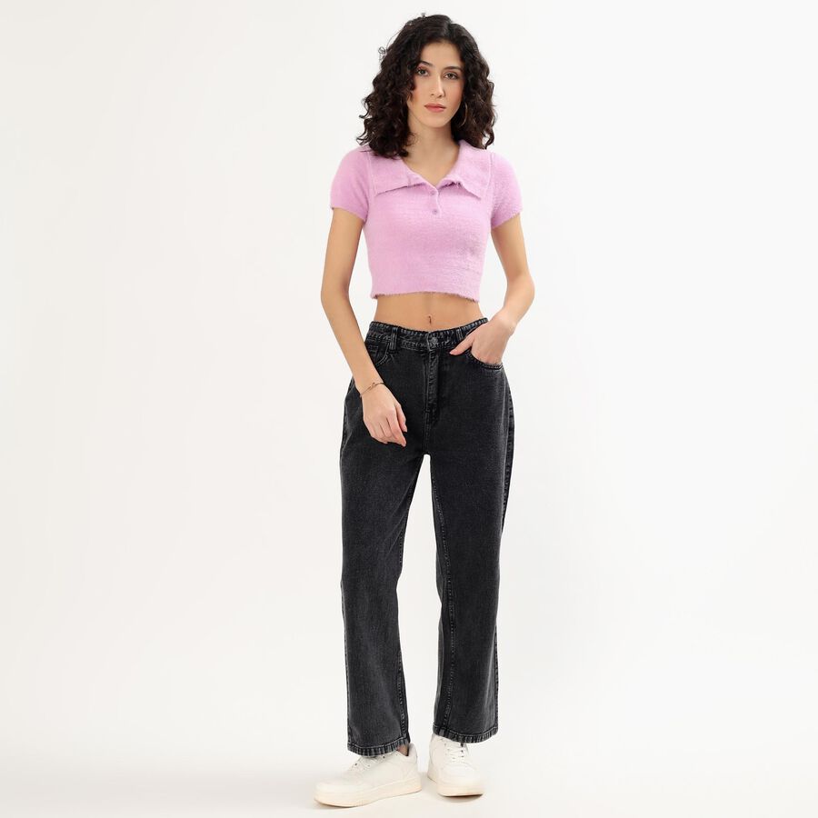 Women's Stonewashed Blue Slim Fit Jeans, Black, large