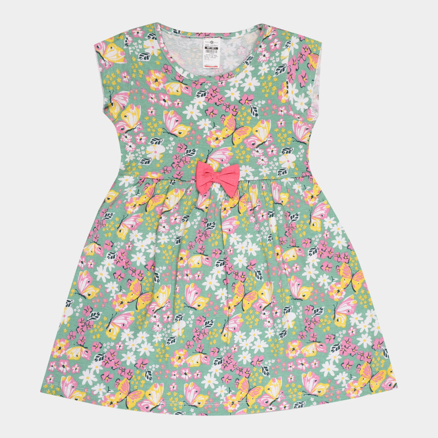 Girls Cotton Frock, Light Green, large image number null