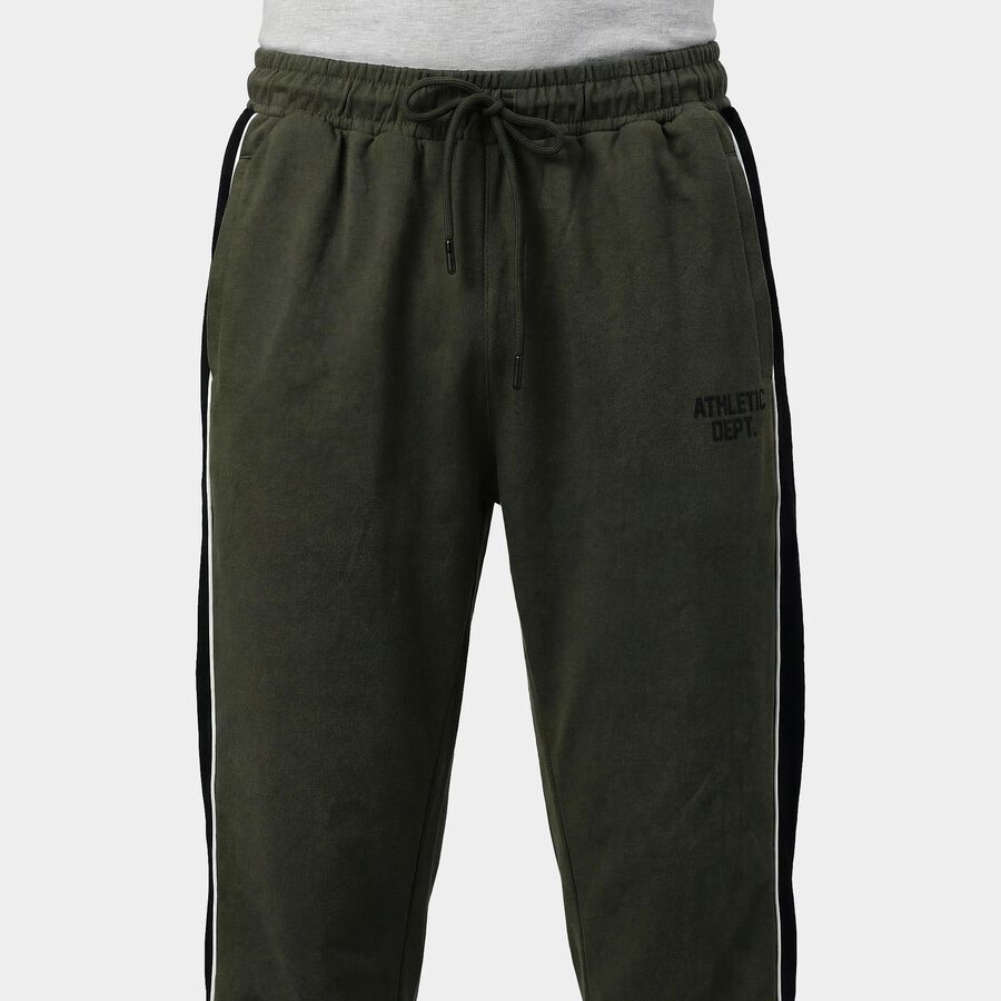 Men's Olive Regular Fit Cotton Blend Track Pants, Olive, large