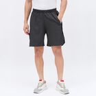 Men's Charcoal Black Regular Fit Mesh Panel Sports Shorts, Dark Grey, small