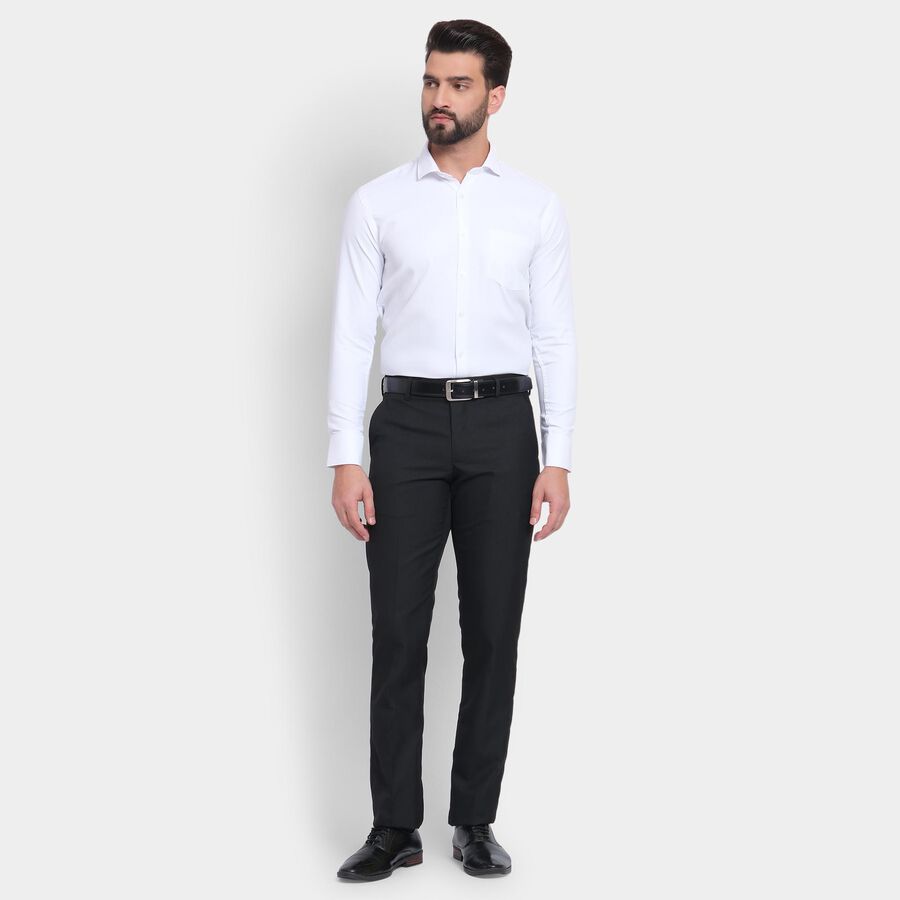 Men's Slim Fit Formal Trousers , काला, large image number null