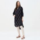 Women's Black Round Neck Straight Kurta, Black, small