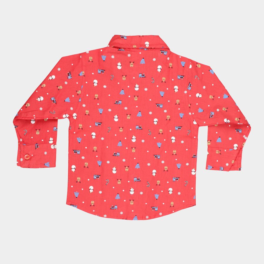 Infants Cotton Printed Casual Shirt, Red, large image number null