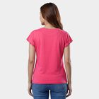 Women's Fuchsia Round Neck Graphic Printed T-Shirt, Fuchsia, small