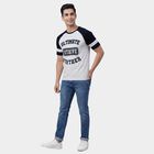 Men's Navy Blue Round Neck Graphic Printed T-Shirt, Dark Blue, small