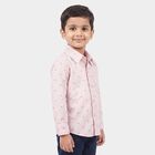 Boys Pink Cotton Long Sleeve Collar Shirt, Pink, small