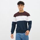 Men's Maroon, White, and Navy Blue Crew Neck Casual Sweatshirt, Navy Blue, small image number null