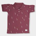 Boys' Deep Maroon Cotton Polo Neck Half Sleeve T-Shirt, Pink, small image number null