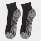 Men's Dark Charcoal Gray and Light Powder Blue Striped Ankle Socks, Mid Blue, small image number null